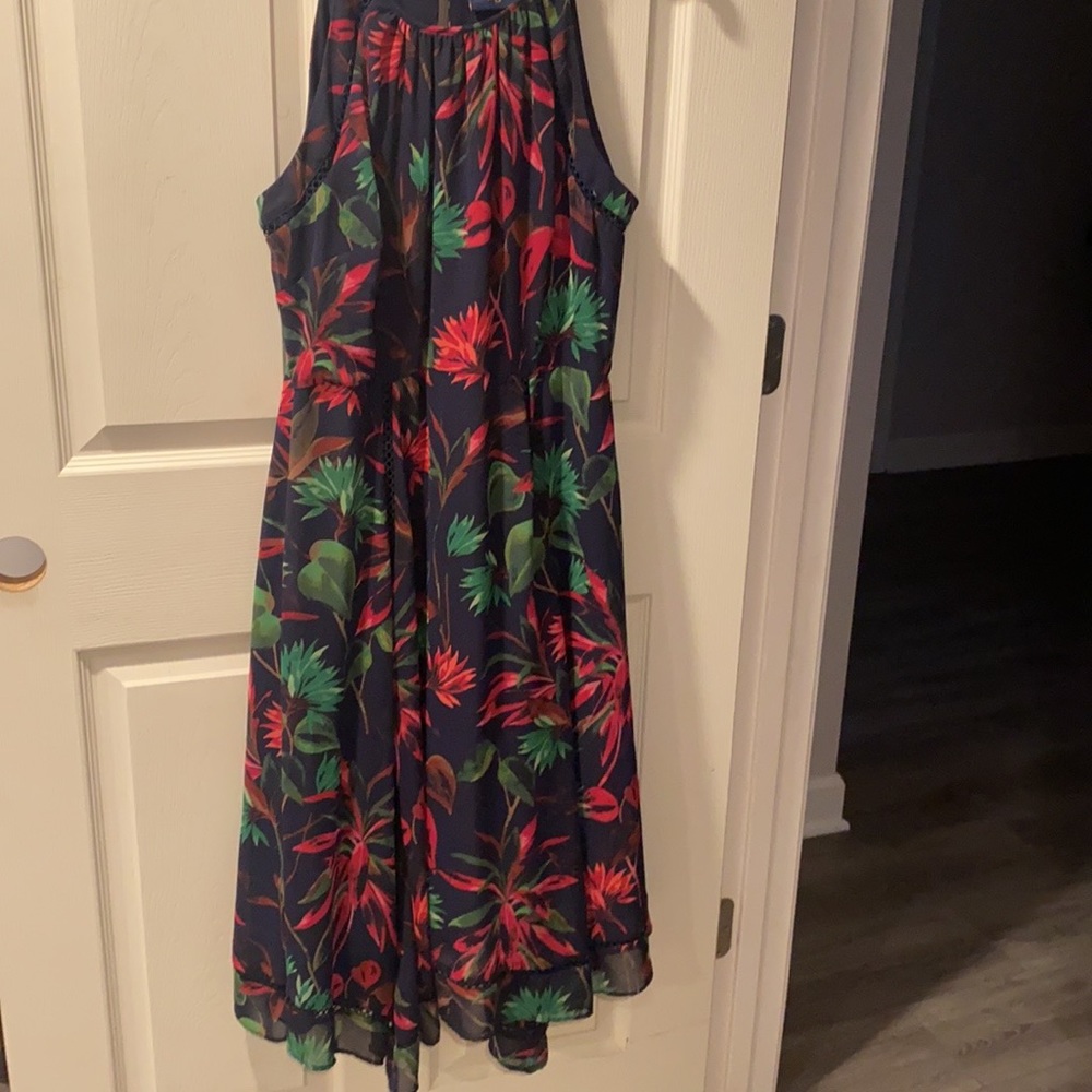 Taylor tropical floral chiffon overlay
